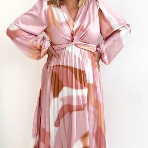 ISO Wayser MIDI Dress - Neapolitan Elegant Pink and White Women's Dress